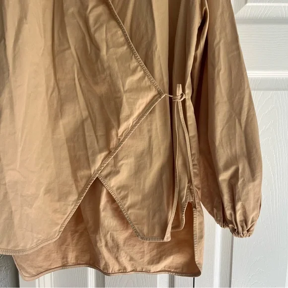 GANNI NWT Hewson Cotton-blend Twill Wrap Top - Picture 9 of 10